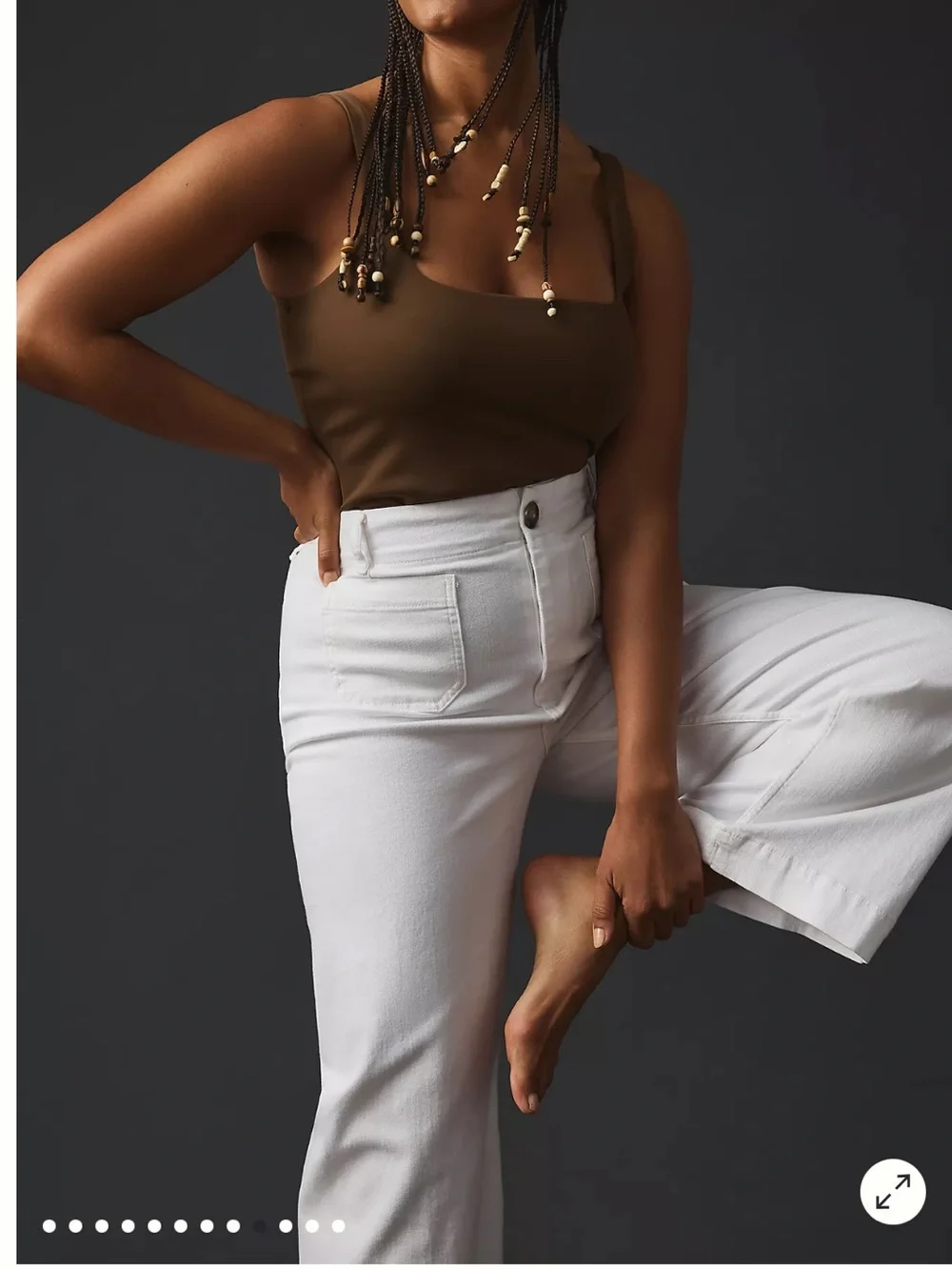 Maeve Collette White Wide-Leg High-Rise Cropped Pants - Picture 6 of 12